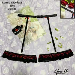 Liguero y bondage de tela y encaje 