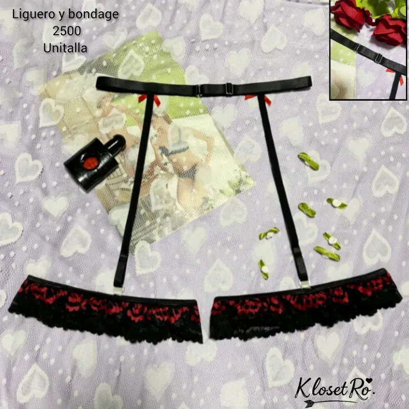 Liguero y bondage de tela y encaje 