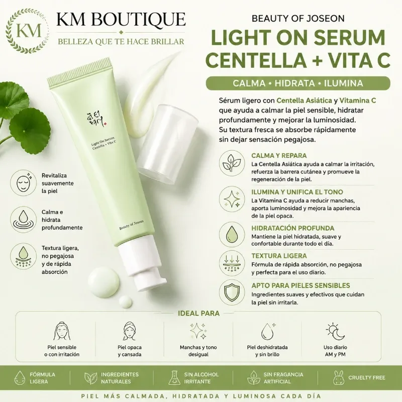 Beauty of Joseon Light On Serum Centella + Vita C – Calma, Hidrata e Ilumina la Piel