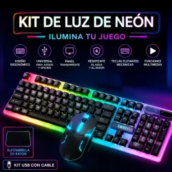   💻 Kit de Luz de Neón — Teclado + Mouse Gamer USB 💻