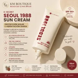 K-Secret Seoul 1988 Protector Solar SPF50+ – Protege, Hidrata y Fortalece la Piel