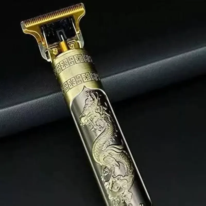 ⚡ Máquina Profesional de Corte y Afeitado Recargable – Estilo Dorado Dragón 🐉