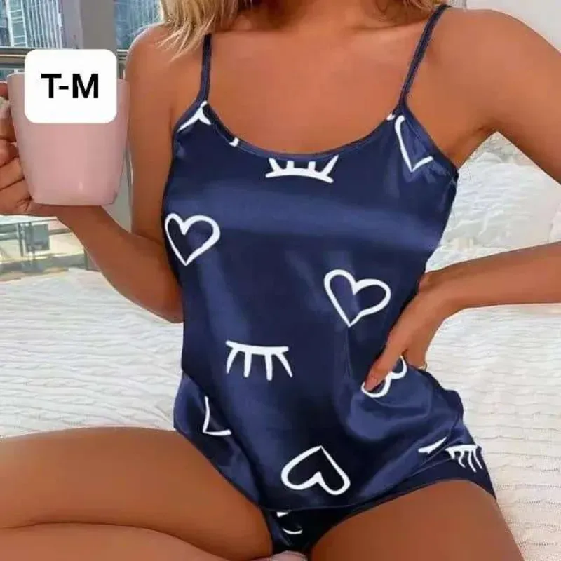 Pijama Satinada Azul T-M