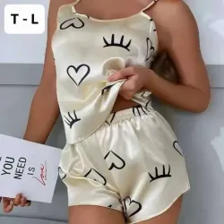Pijama Satinada Beige T-L