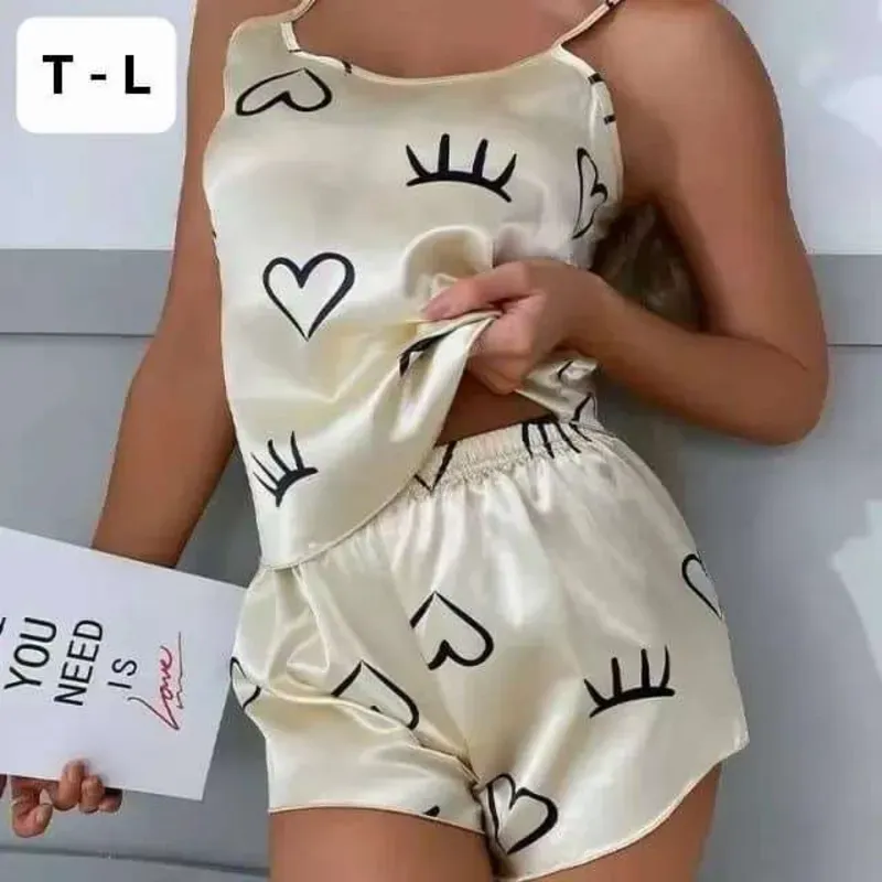 Pijama Satinada Beige T-L