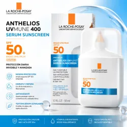 Protector Solar Antiedad SPF 50 Invisible con Ácido Hialurónico – La Roche-Posay Anthelios UVMune 400 Serum Sunscreen