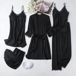 🖤 Set de Lencería Satinada 5 Piezas 🖤