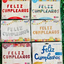 Set de feliz cumpleaños (globos metálicos)