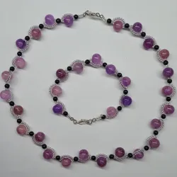 Conjunto de collar y pulsera de amatista