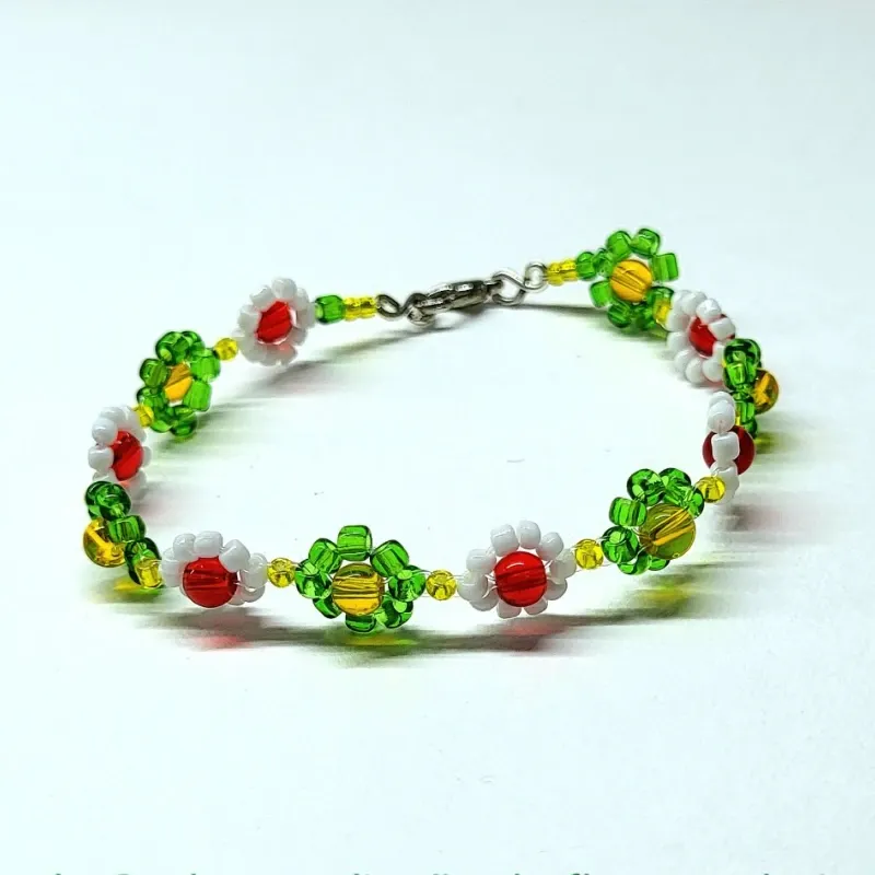 Ilde de flores trabajado en onix rojo y verde