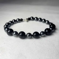 Pulsera de acerina y onix negro