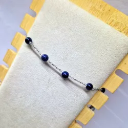Pulsera de aventurina azul y cadena de acero inoxidable