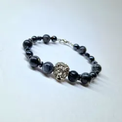 Pulsera para hombre,trabajada en espectrolita y acerina