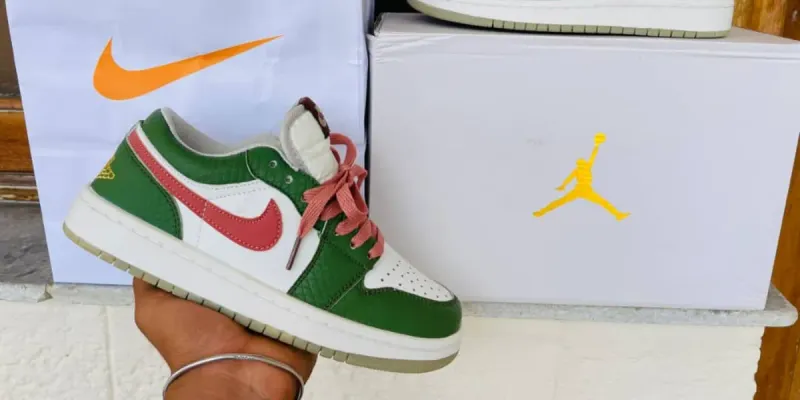Air Jordan One Verde con bastón Rosa 