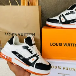 Louis Vuitton Trainer #54 Blanco y Negro con detalles en Naranja 