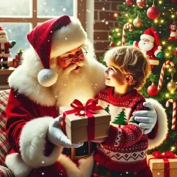 Entrega de regalo con santa