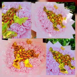 Ramo corazón 50 rosas dulces