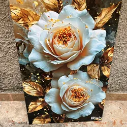 Flor blanca con hojas doradas 🍂