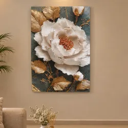 Flor blanca y hojas doradas 🍂