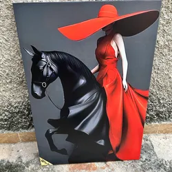Mujer con sombrero y caballo