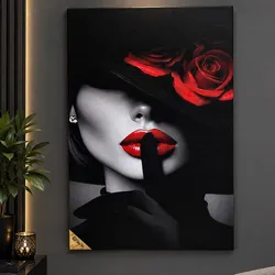 Mujer sombrero y labios rojos💋🎩
