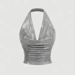 Blusa de brillo plateada