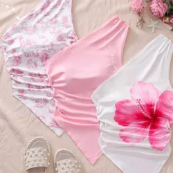 Blusas de una sola manga con detalles de flores