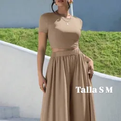 Conjunto de pantaleta ancha y pulover corto