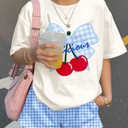 Conjunto de verano de short de cuadros azul y pulover ancho