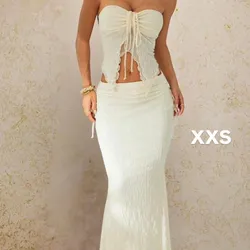 Conjunto playero de saya larga y top forma de mariposa
