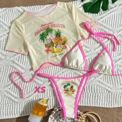 Juego de bikini rosa y amarillo