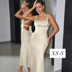 Vestido beich de satén