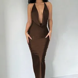 Vestido carmelita sexy con escote