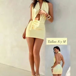 Vestido corto amarillo pastel 