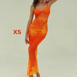 Vestido de verano transparente naranja