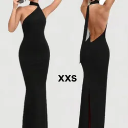 Vestido elegante amarrado al cuello levanta glúteos