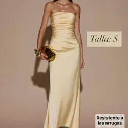 Vestido elegante de satén amarillo
