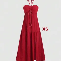 Vestido rojo de verano ancho