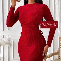 Vestido rojo mangas largas