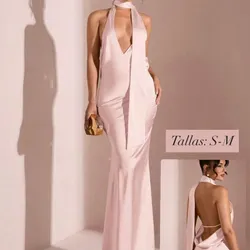 Vestido rosa de satén elegante