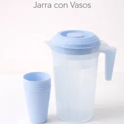 Jarra plásticas + 6 vasos plasticos