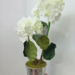 Maceta grande con flores Blancas