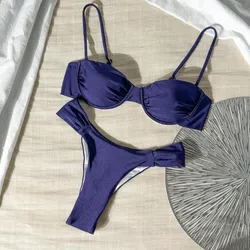 Bikini azul marino alto
