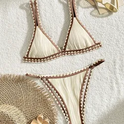 Bikini beige con borde carmelita