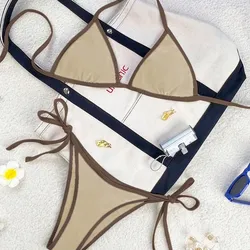 Bikini beige con detalles carmelitas