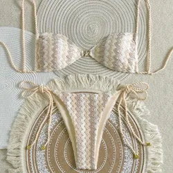 Bikini beige con estampado