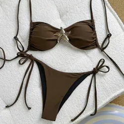 Bikini carmelita con estrella en la parte de arriba