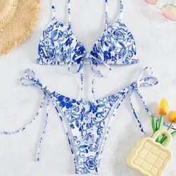 Bikini estampado azul y blanco