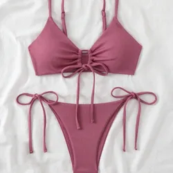 Bikini rosa con lazo delante