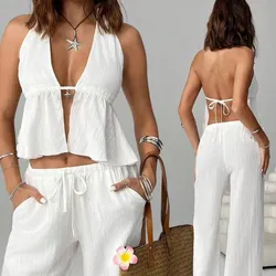 Conjunto blanco de top y pantalón